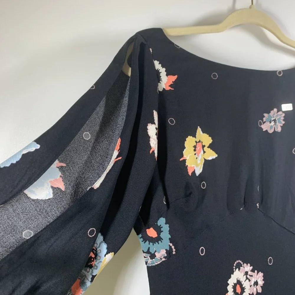 Free People Sunshadows Floral Print Split Sleeve Mini Dress NWT! 2 - Picture 10 of 16